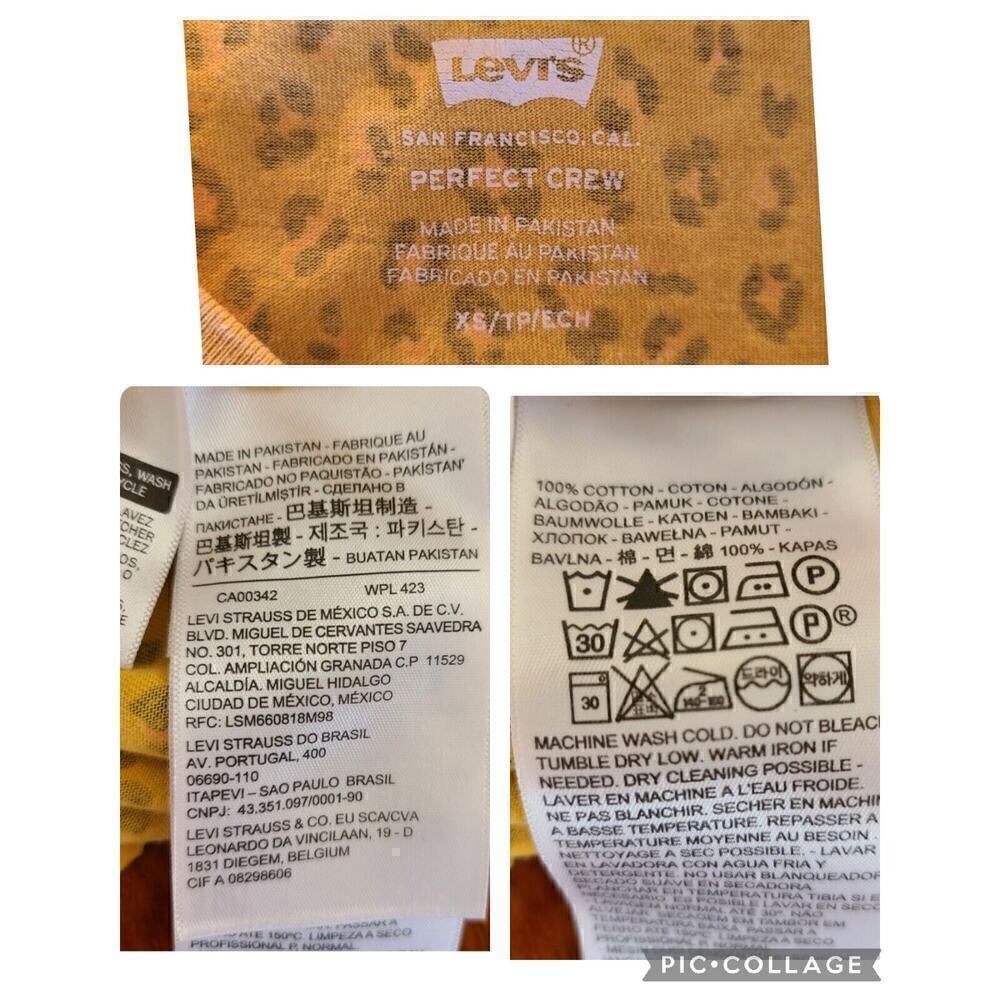 Levi's Leopard Print Tee Shirt T-Shirt XS Perfect Pocket Short Sleeves‎ Casual - Picture 8 of 10